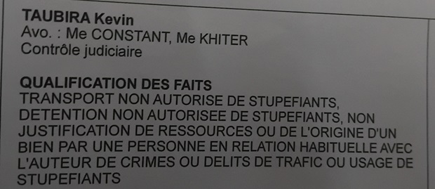 Kevin Taubira absent ce matin à la convocation devant la Chambre de l’instruction