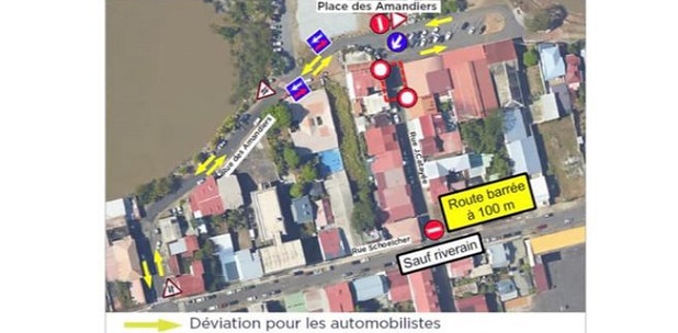 Fermeture à la circulation de la rue Catayée à Cayenne